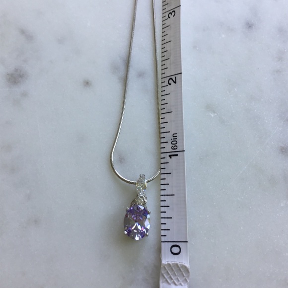 Sterling Silver Lavender Cz Necklace - Picture 12 of 16